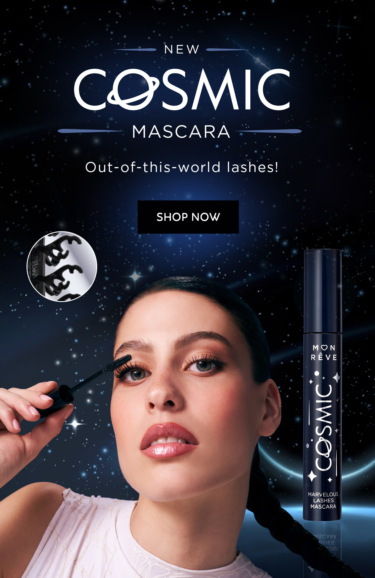 Homepage banner with a promotional product in English, in mobile